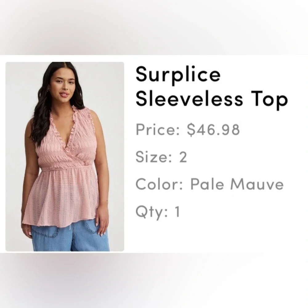NWT Torrid Light Pink Ruffle V-Neck Peplum Tank (Never Been Worn) - Picture 5 of 6